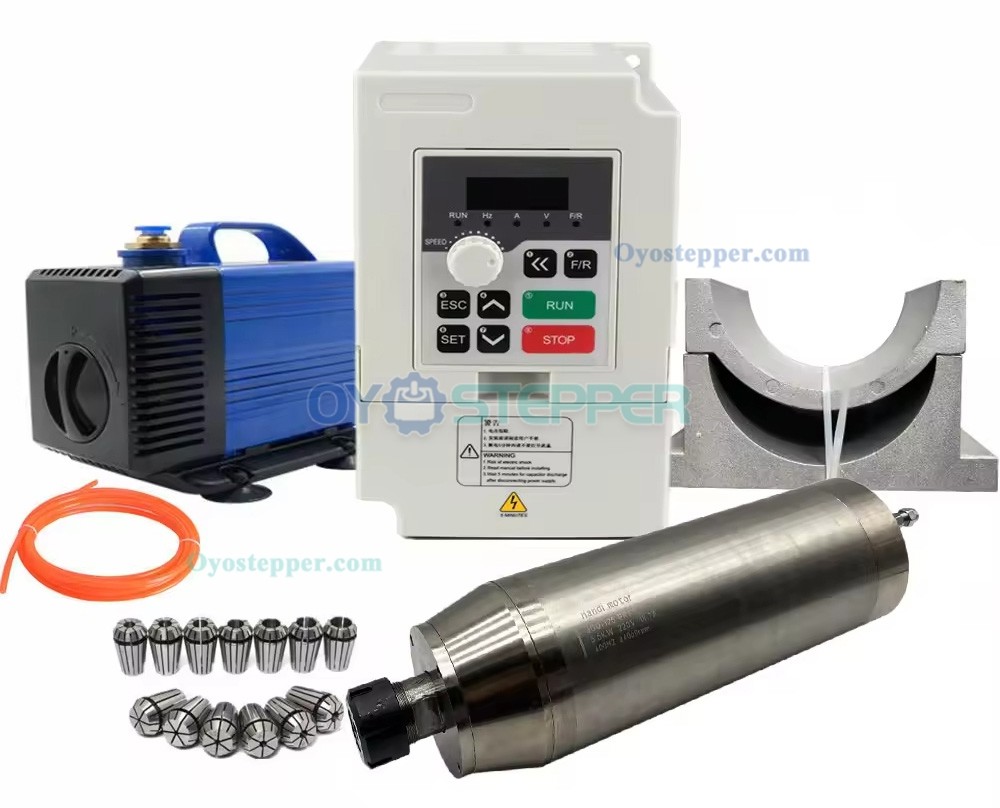 5.5KW 220V / 380V Water Cooled Spindle Motor with 5.5kw VFD 125mm Clamp ER32 Collets